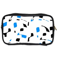 Blue, Black And White Pattern Toiletries Bags 2-side by Valentinaart