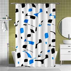 Blue, Black And White Pattern Shower Curtain 48  X 72  (small) 