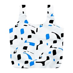 Blue, Black And White Pattern Full Print Recycle Bags (l)  by Valentinaart