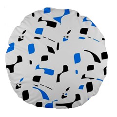 Blue, Black And White Pattern Large 18  Premium Flano Round Cushions