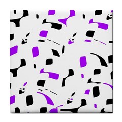 Purple, Black And White Pattern Tile Coasters by Valentinaart