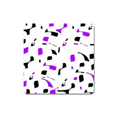 Purple, Black And White Pattern Square Magnet by Valentinaart