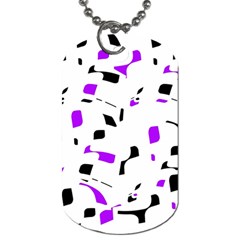 Purple, Black And White Pattern Dog Tag (one Side) by Valentinaart