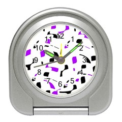 Purple, Black And White Pattern Travel Alarm Clocks by Valentinaart