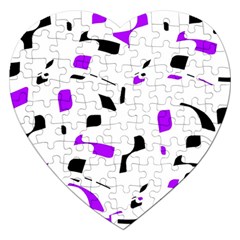 Purple, Black And White Pattern Jigsaw Puzzle (heart) by Valentinaart