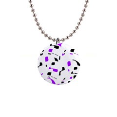 Purple, Black And White Pattern Button Necklaces by Valentinaart