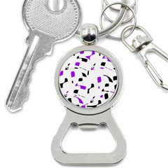 Purple, Black And White Pattern Bottle Opener Key Chains by Valentinaart