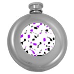 Purple, black and white pattern Round Hip Flask (5 oz) Front