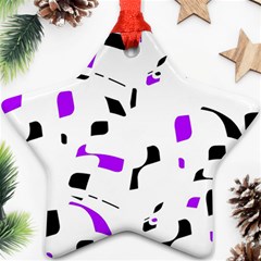 Purple, Black And White Pattern Star Ornament (two Sides)  by Valentinaart