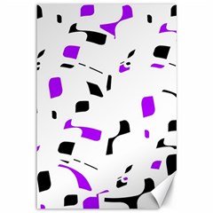 Purple, Black And White Pattern Canvas 12  X 18   by Valentinaart