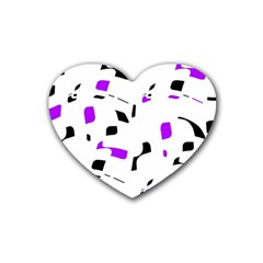 Purple, Black And White Pattern Heart Coaster (4 Pack)  by Valentinaart