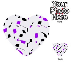 Purple, Black And White Pattern Multi-purpose Cards (heart)  by Valentinaart