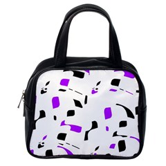 Purple, Black And White Pattern Classic Handbags (one Side) by Valentinaart