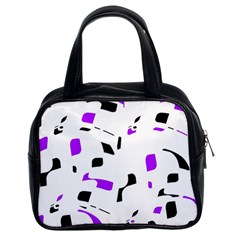 Purple, Black And White Pattern Classic Handbags (2 Sides) by Valentinaart