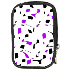 Purple, Black And White Pattern Compact Camera Cases by Valentinaart