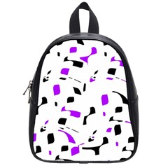 Purple, Black And White Pattern School Bags (small)  by Valentinaart