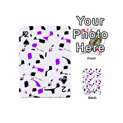 Purple, Black And White Pattern Playing Cards 54 (mini)  by Valentinaart