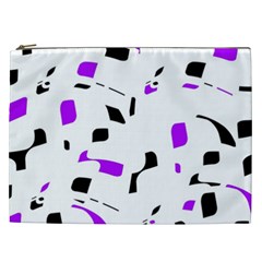 Purple, Black And White Pattern Cosmetic Bag (xxl)  by Valentinaart