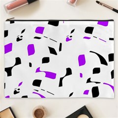 Purple, Black And White Pattern Cosmetic Bag (xxxl)  by Valentinaart