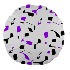 Purple, Black And White Pattern Large 18  Premium Flano Round Cushions by Valentinaart