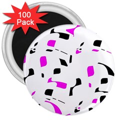 Magenta, Black And White Pattern 3  Magnets (100 Pack) by Valentinaart