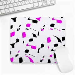 Magenta, Black And White Pattern Large Mousepads by Valentinaart