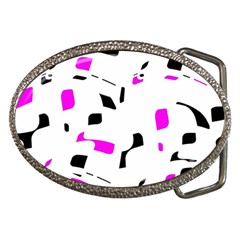 Magenta, Black And White Pattern Belt Buckles