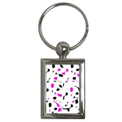 Magenta, Black And White Pattern Key Chains (rectangle)  by Valentinaart