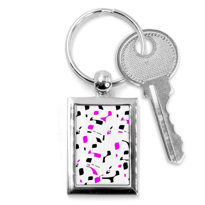 Magenta, black and white pattern Key Chains (Rectangle) 