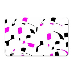 Magenta, Black And White Pattern Magnet (rectangular) by Valentinaart