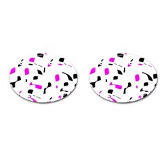 Magenta, Black And White Pattern Cufflinks (oval) by Valentinaart