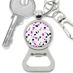 Magenta, Black And White Pattern Bottle Opener Key Chains by Valentinaart