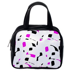 Magenta, Black And White Pattern Classic Handbags (one Side) by Valentinaart