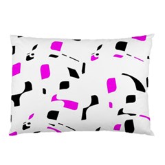 Magenta, Black And White Pattern Pillow Case by Valentinaart