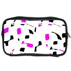 Magenta, Black And White Pattern Toiletries Bags 2-side by Valentinaart