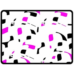 Magenta, Black And White Pattern Fleece Blanket (large)  by Valentinaart