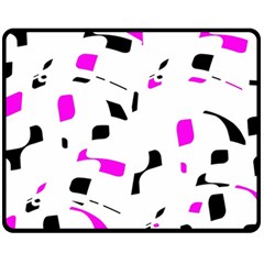 Magenta, Black And White Pattern Fleece Blanket (medium) 