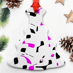 Magenta, Black And White Pattern Ornament (christmas Tree)