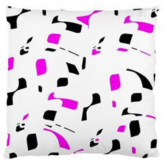 Magenta, Black And White Pattern Large Cushion Case (two Sides) by Valentinaart