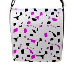 Magenta, Black And White Pattern Flap Messenger Bag (l)  by Valentinaart