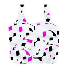 Magenta, Black And White Pattern Full Print Recycle Bags (l)  by Valentinaart