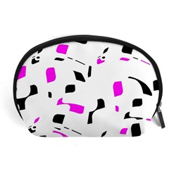 Magenta, Black And White Pattern Accessory Pouches (large)  by Valentinaart