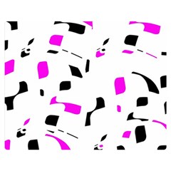 Magenta, Black And White Pattern Double Sided Flano Blanket (medium) 