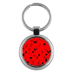 Red And Black Pattern Key Chains (round)  by Valentinaart