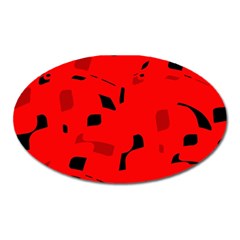 Red And Black Pattern Oval Magnet by Valentinaart