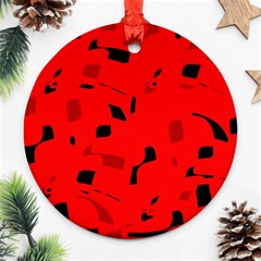 Red And Black Pattern Round Ornament (two Sides)  by Valentinaart