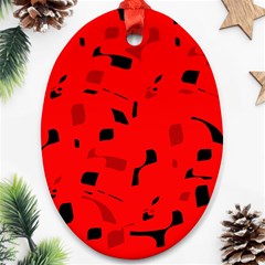 Red And Black Pattern Oval Ornament (two Sides) by Valentinaart