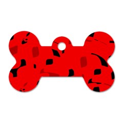 Red And Black Pattern Dog Tag Bone (one Side) by Valentinaart