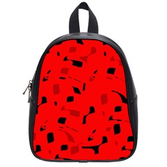 Red And Black Pattern School Bags (small)  by Valentinaart