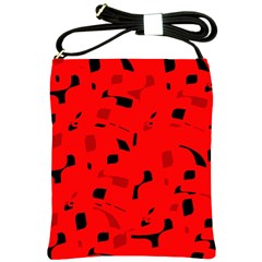 Red And Black Pattern Shoulder Sling Bags by Valentinaart